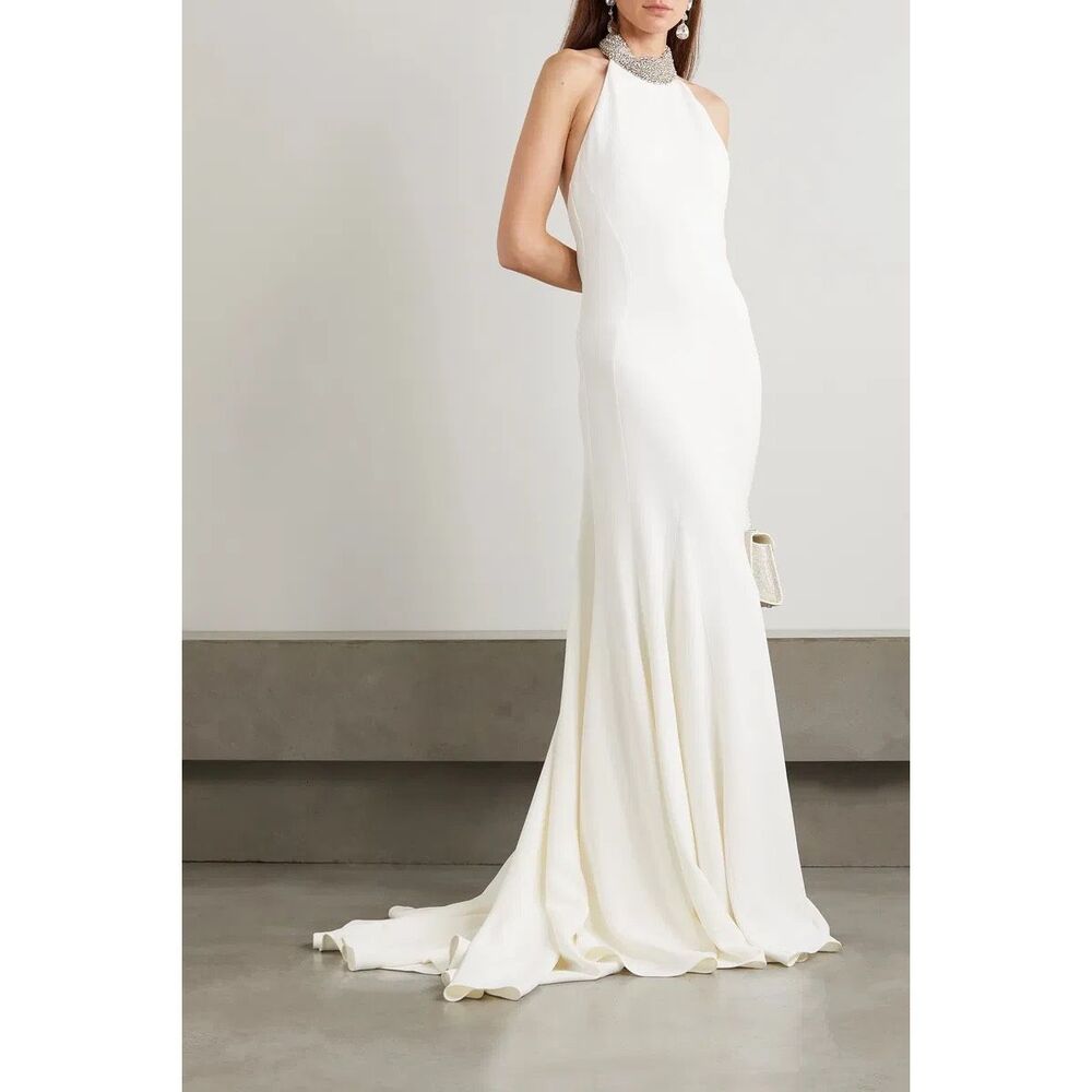 NWT Stella McCartney Embellished Halter Collar Open Back Bridal Gown IT42/US6 $5